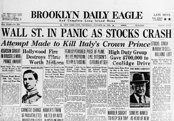 seasonality of the stock market crash 1929 newspaper article